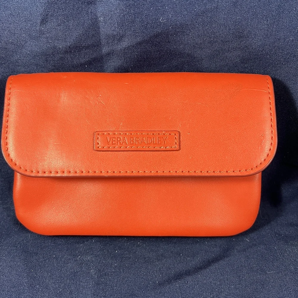 Vera Bradley Wallet Red Compact Contrast Organize Zippered Stylish Minimalist